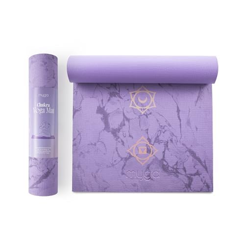 MYGA Yoga Mat - 6mm Thick Non-Slip Exercise Mat for Yoga, Pilates, Meditation and Fitness - Lightweight Travel Yoga Mat for Men and Women - Chakra