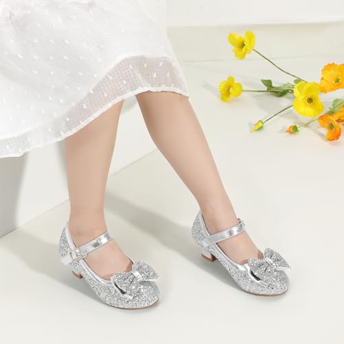 Image of PANDNAINJIA Girls Dress Shoes Toddler Heels Mary Jane Pumps