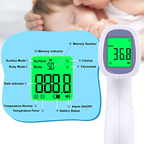 Image of Forehead Thermometer for Adults and Children, Non Contact Digital Infrared Thermometer for Kids, No Touch Temperature Gun Baby Body Thermometer with Instant Accurate Reading and Fever Alarm