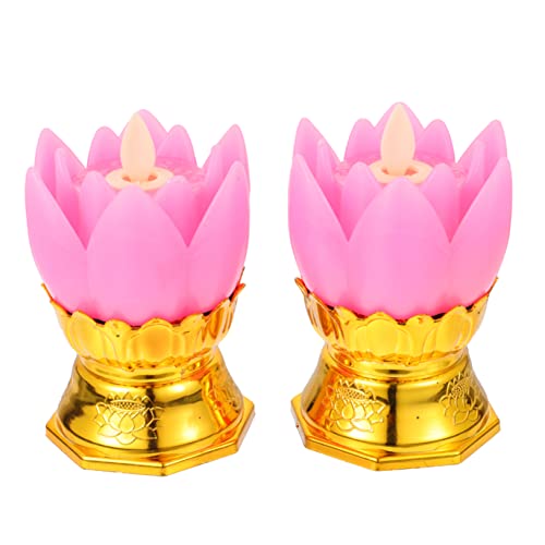 GLEAVI 2Pcs LED Lotus Lamp Creative Decorative Light Home Decoration with Unique Lotus Flower Design for Altar and Spiritual Spaces