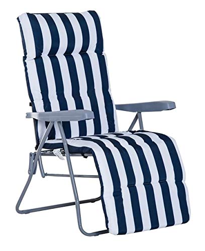 Cojín para Tumbona. Colchón Tumbona Acolchada Medidas 180x50X5cm . (Rayas Azul) Cover