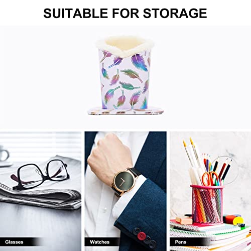 HOMSFOU Brillenhalter mit Plüschfutter, Brillenständer aus PU-Leder mit magnetischer Basis, Bürobrille, Schutzhülle, Sonnenbrille, weich, Getränkehalter für