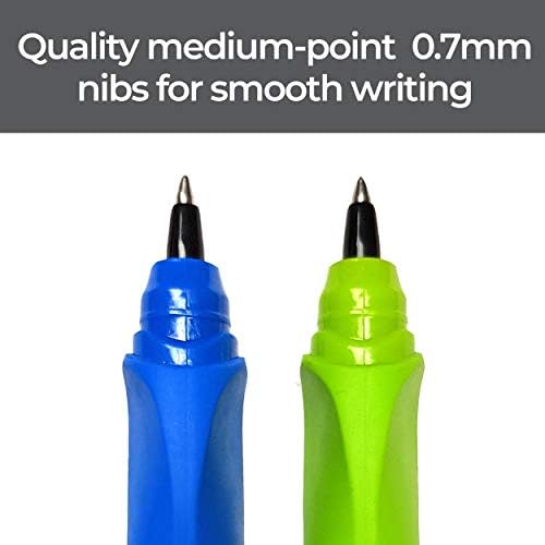 Ergonomic Handwriting Rollerball Cartridge Pen (twin pack) by Zieler®  Suitable for right & left handed use  Soft rubber ergonomic grip  Extra smooth medium-point 0.7mm nib  2 ink cartridges