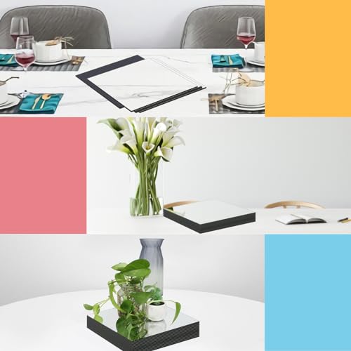 HIFOGANG Placas de espelho quadradas de 30,48 cm, bandejas de espelho, espelhos planos de vidro, cen