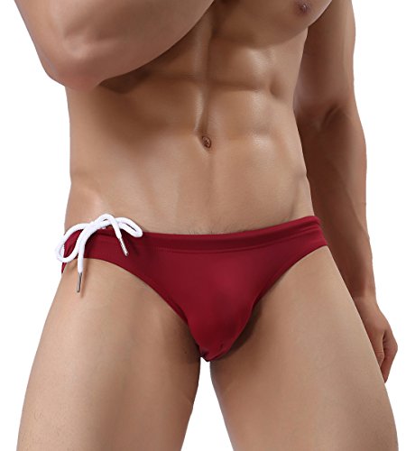 Men's Fashion Low-Rise Swimming Briefs Pure Color Bikini Swimwear 1156 (X-Large / 32