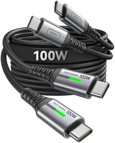 INIU USB C Kabel, 1m+1m 100W PD Schnellladekabel USB C auf USB C Ladekabel