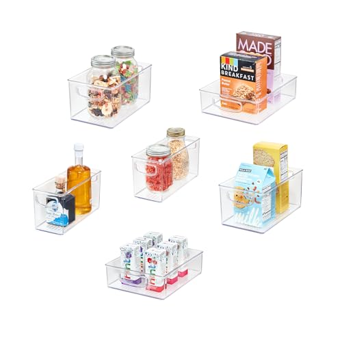 iDesign Stackable Pantry Bins, 2 Small, 2 Medium, and 2 Large Bins, 6 Pack, Clear, Made in USA
