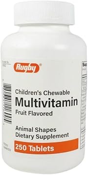 Animal Shapes Childrens Multivitamin Chewable 250 Tablet Assorted Fruit Flavors