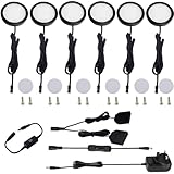 AIBOO Under Cabinet LED Black Cover Puck Lights Kit with Touch Dimmer Switch for Kitchen Cupboard Closet Lighting (6 Lights,Warm White)
