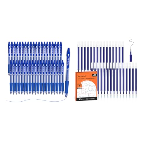 Shuttle Art Gel Pens and Refills Bundle, 40 Blue Retractable Gel Pens and 30 Pack Blue Retractable Gel Pen Refills 0.7mm Fine Point for Writing Journaling Taking Notes School Office Home