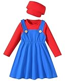 Aalizzwell 4T Girl Halloween Clothes Toddler Girls Plumber Dress Outfit 4-5T Red
