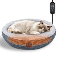 CATISM Beheiztes Katzenbett Heizmatte, Haustier Heizdecke Katzenkissen Heizungsliege Katzenhöhle, Timing & Temperatur Einstellbar Sicher Elektrisch Haustier Katzenkorb für Katzen 48 * 30 * 10cm