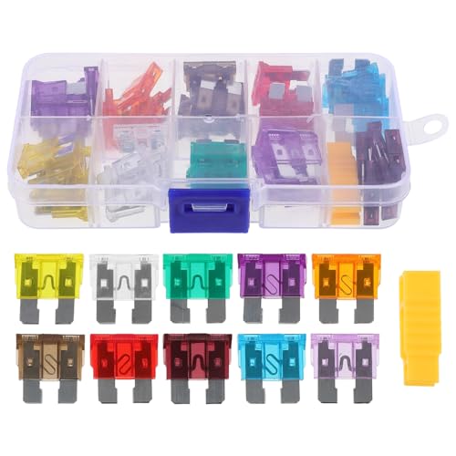 Kit de 50 fusibles mini automotrices para auto, RV y motorhome, repuestos compactos de protección eléctrica, material zinc y policarbonato, marca BUGUUYO miniatura 1