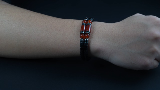 Pulsera de cuero para hombre con piedras naturales ajustable miniatura 7