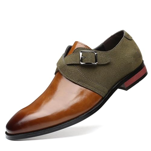 Men's Classic Double Monk Strap Formal Oxford Shoes Comfortable Genuine Leather Slip On Business Dress Shoes Modern Casual Loafers for Men