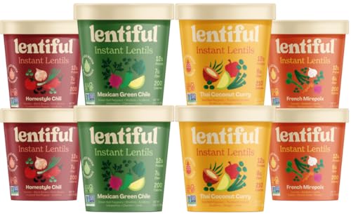 Lentiful Instant Lentil Cups 4 Flavor Variety Pack - 8