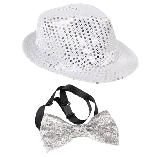 ZGDEIWGF Chapeau Magique de Spectacle - Nœud Papillon, Chapeau de Fête, À Paillettes, de Jazz et de Performance sur Scène