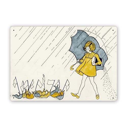 Evasign Aluminum Sign Morton Salt When It Rains Girl Kitchen Rustic Wall Decor Metal Aluminum Sign Cafe Bar Home Wall Art Decoration Poster Retro 8X12 Inches