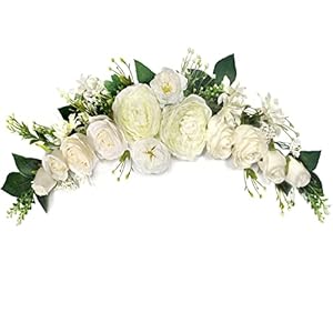 Wedding Arch Flowers, Artificial Floral Swags, 23″ Decorative Swag, Welcome Sign Flowers, Artificial Flower Swag for Door Wedding Party Wall Home Decor (Ivory)