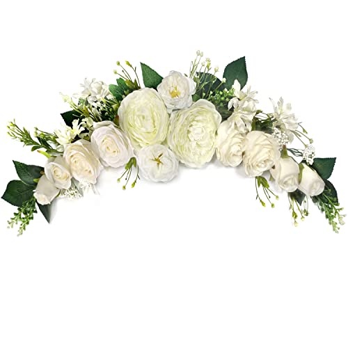 Wedding Arch Flowers, Artificial Floral Swags, 23″ Decorative Swag, Welcome Sign Flowers, Artificial Flower Swag for Door Wedding Party Wall Home Decor (Ivory)