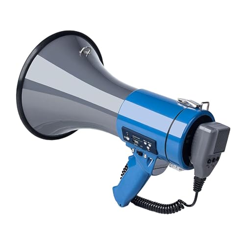 kowaku Megáfono Bullhorn Amplificador portátil Altavoz Bullhorn 50W para Venta en el Mercado al Aire Libre, Versátil Azul Gris