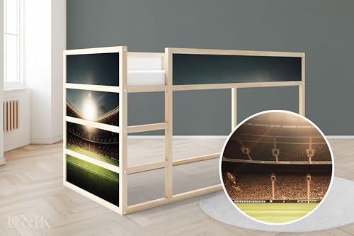 UNIK Nordic Aufkleber für IKEA KURA Hochbett, Fussball 5-Sticker-Set Oben, Bettaufkleber, Sticker für Kinderbett, Möbelfolie fürs Kinderzimmer, Bettfolie für Kinder