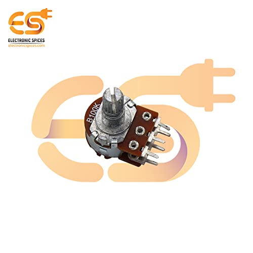 Image of Electronic Spices 100k 6 Pin Round Shaft Dual Gang Rotary Potentiometer (A100,B100) Volume Pot 100K with Knob for Multiple Applications (Pack of 4)