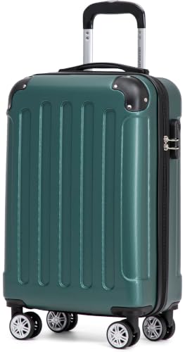BEIBYE Handgepäck Koffer M 55 cm – Kabinenkoffer aus ABS, leicht, 360° Doppelrollen, Reisekoffer für Kurzreisen, Dunkelgruen – Ansicht 1