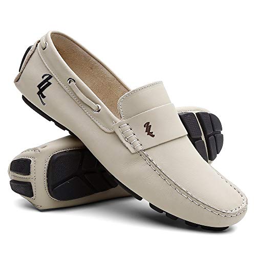 Sapato Casual Couro Mocassim - Branco - 37