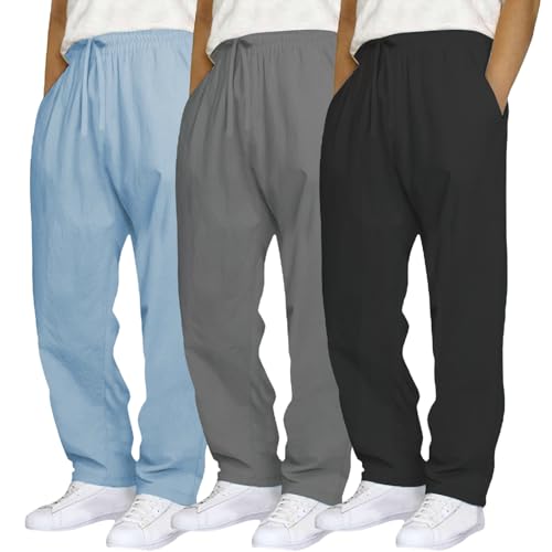 Pantalones tácticos para hombre en pack de 3 piezas con cintura elástica para correr y senderismo