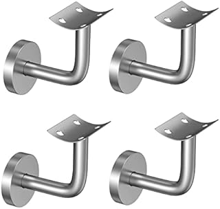 Handrail Brackets,Handrail Stair Wall Bracket, 4 PCS Handrail Brackets for Wall Mounted Handrail Heavy Duty Stair Rail Brackets,Fixing Wall Mounted Silver