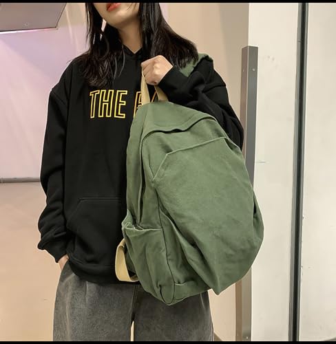 Generic Lightweight Travel Canvas Backpack Vintage Daypack Yk2 Backpack Multipurpose Adjustable Shoulder Straps Backpack Travel Green thumb #1