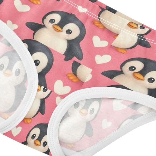 Joisal Personalized Toddler Girls Underwear 2t Cotton Panties Little Girl Cute Penguins White Hearts Pink Briefs Underpants4