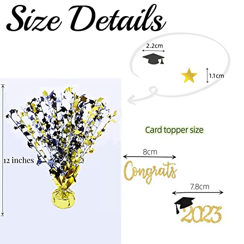 2Pcs Metallic Plastic Graduation Gleam Burst Centerpiece,Black And Gold Silver Grad Cap Glitter Foil Centerpiece For 2023 Congrats Grad Party Table Decoration (Graduation Cap-2Pcs) #TOP1
