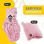 Travel Blanket Airplane Compact with Hoodie – 2in1 Airplane Travel Accessories from Plane Blanket to Travel Pillow with Luggage Strap, Soft Handle & Secure Pocket (Light Pink, 62x41'') - Image 4