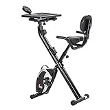 HOMCOM Heimtrainer F-Bike Fahrradtrainer Schwungrad Trimmrad mit 8 stufig einstellbarem Magnetwiderstand Rädern Stahl ABS Schwarz 97-107 x 53 x 22 cm