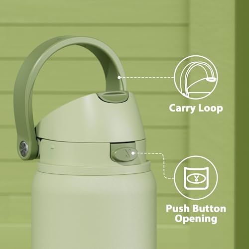 Image of 32 oz Insulated Water Bottle with Straw: Meoky Stainless Steel Metal Water Bottle with 2-in-1 Lid - Leak Proof, Cold for 24 Hours, Protective Silicone Base, BPA-Free for Sports Gym, Sage
