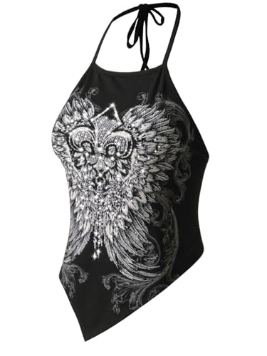 Image of Design by Olivia Women's Sexy Paisley Bandana Halter Top Y2K Crop Shirt