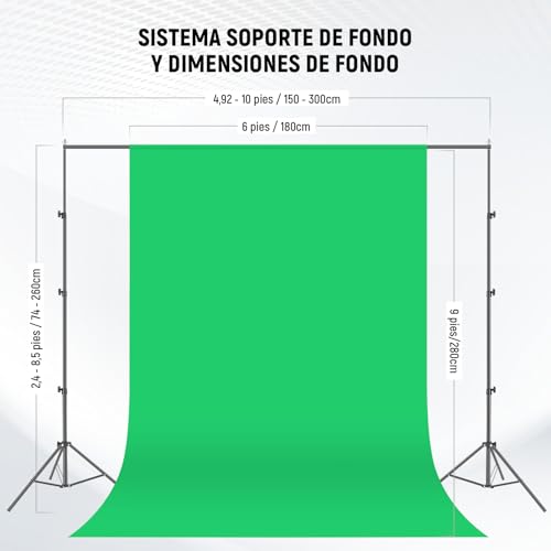 NEEWER Kit de Iluminación de Fotografía con Fondos,2,6x3m Soporte de Fondo,5700K 800W Equivalente a 24W Bombillas LED Paraguas Softbox Iluminación Continua,Equipo de Estudio Fotográfico para Vídeo - imagen 4