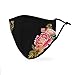 Weddingstar Washable Cloth Face Mask Reusable and Adjustable Protective Fabric Face Cover w/Dust Filter Pocket - Black Modern Floral