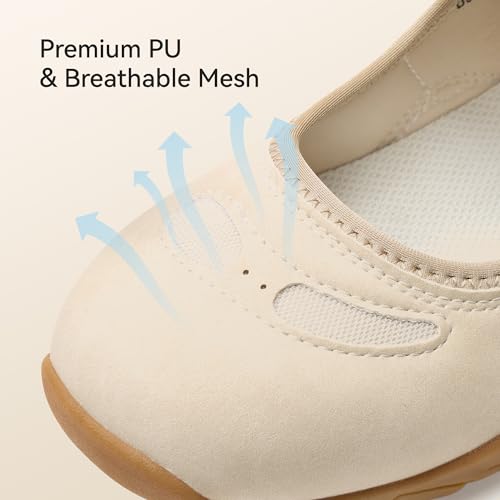Image of BOSTANTEN Mary Jane Sneakers, Wide Casual Shoes Women, Hook-and-Loop Strap | Wide Toe Box, Lightweight Flexible Sole, Breathable Mesh Panels, Comfortable Slip On Design, Cute Style for Daily Wear