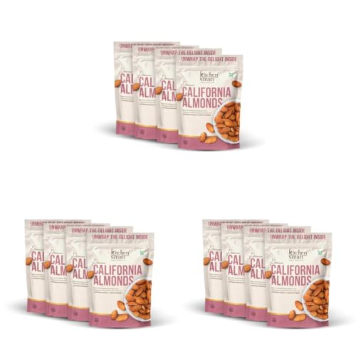 Image of KitchenSmith Jumbo California Almond - Pack of 12 (250gm Each) | Badam Giri, Naturally Sourced Crunchy Badaam & High In Antioxidant | Naturally Sweet & Tasty
