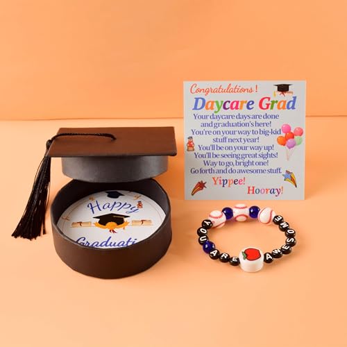 Graduation Gifts for Her Him Graduation Bracelet with Graduation Bear Graduation Gifts with Cap Box and Card Happy Graduation Gift for Graduates Congratulations Grad Graudating String Bracelet Baseball Beads Jewelry You Are Awesome Gift for Graduate2