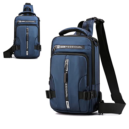 Jbb Waterproof Sling Bag Crossbody Backpack For Men Women Multipurpose Waist Pack With Usb Charging Port For Hiking Walking Blue #TOP1