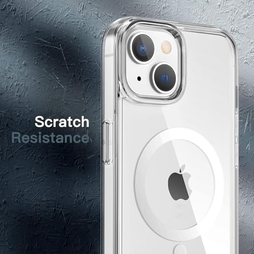 Image of Magnetic Silicone Case for iPhone 14 Plus Compatible with MagSafe, Shockproof Phone Bumper Cover, Anti-Scratch Clear Back (Clear)