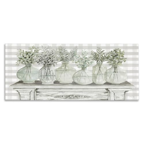 Country Herb Jars Gingham Plaid, 10 x 24 Inch Canvas Wall Art