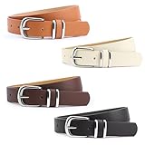 Womens Leather Belt, 4 Pcs Ladies Belts for Jeans with Zinc Alloy Buckle and 10 Adjustable Holes, Fits Waist 25-35 Inches