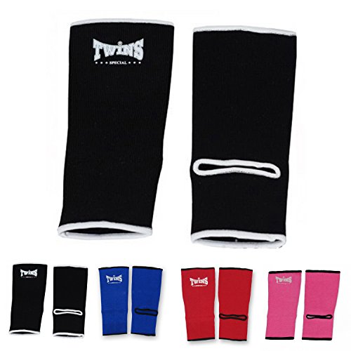 Twins Special Ankle Guard Support Protector AG Color Black, Blue, Red, Pink, Size M, L for Protection in Muay Thai, Boxing, Kickboxing, MMA (Black, M)