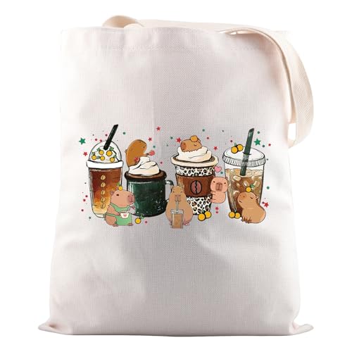 JNIAP Capybaras Animal Lover Gift Capybara Coffee Tote Bag Animals Theme Gift for Friend (Capybara coffee Tote Bag)