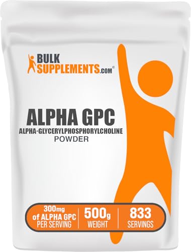 BulkSupplements.com Alpha GPC Powder - Choline Supplements, Alpha GPC 300mg - Unflavored & Gluten Free, 600mg per Serving, 500g (1.1 lbs) (Pack of 1)